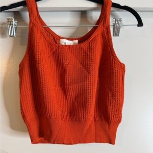 Orange Knit Cropped Tank Top